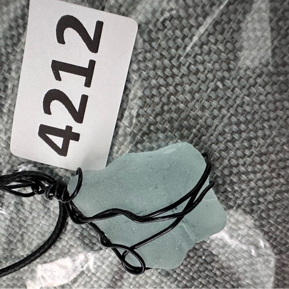 Mississippi gulf Sea Glass Pendant Necklace Wire Wrapped Artisan Handmade 4174 B - Picture 11 of 12